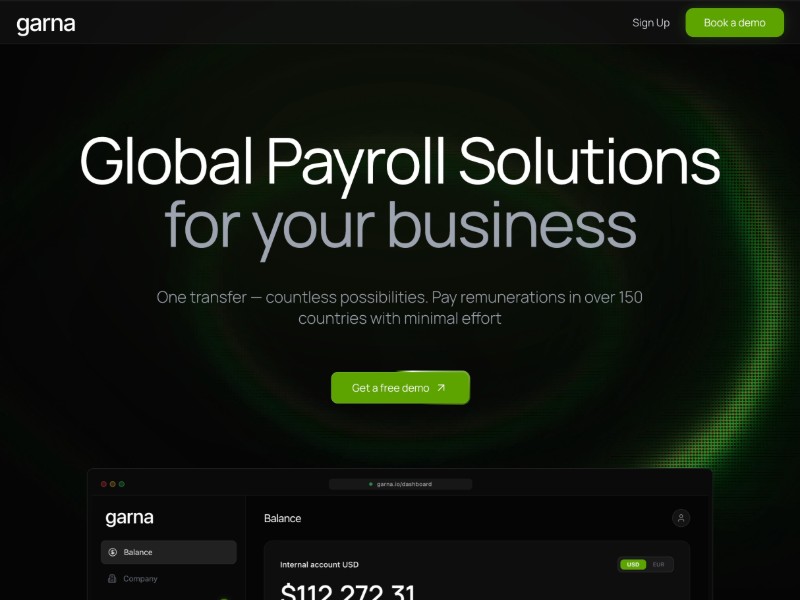 Preview for Garna Global Payroll Landing Page Template