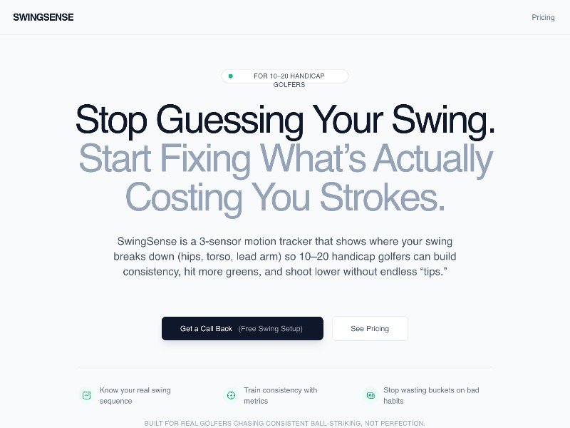 Preview for Golf Swing Tracking Landing Page Template