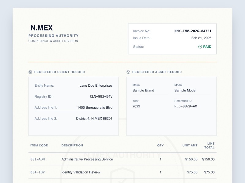 Preview for Institutional Invoice Document Template