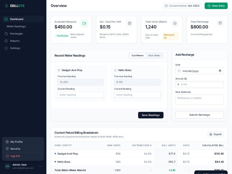 Preview for Electricity Billing Dashboard