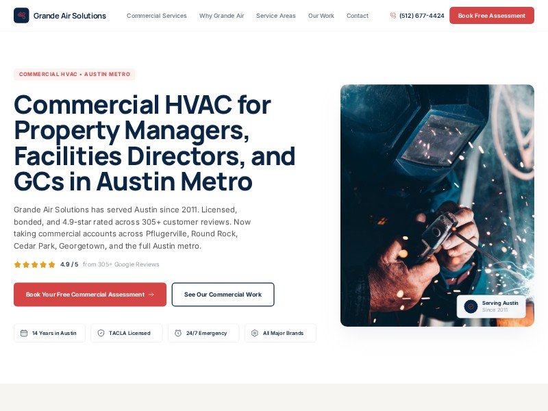 Preview for Commercial HVAC Service Landing Page Template