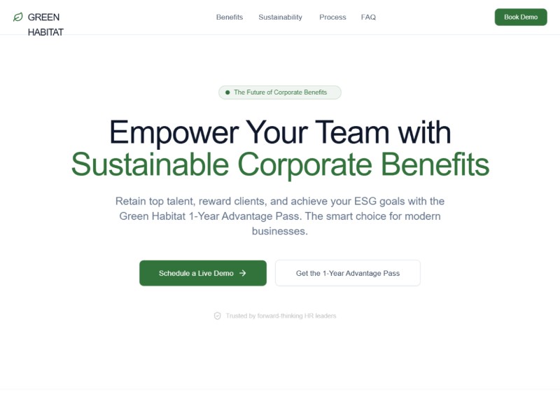 Preview for Sustainable Corporate Benefits Landing Page Template