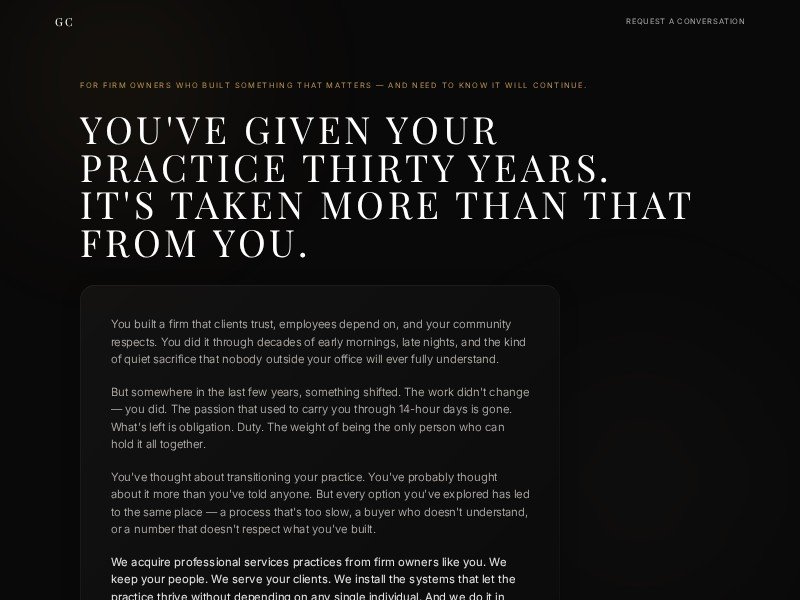 Preview for Professional Services Exit Landing Page Template