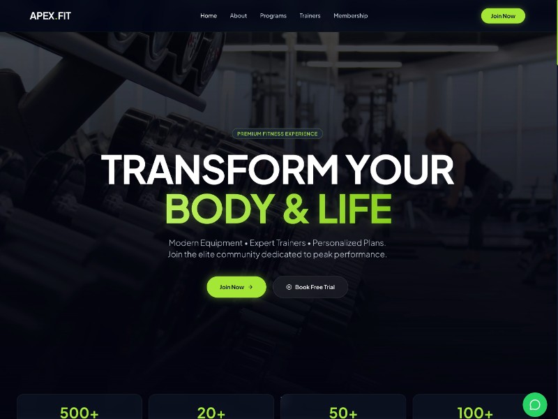 Preview for Gym & Fitness Landing Page Template