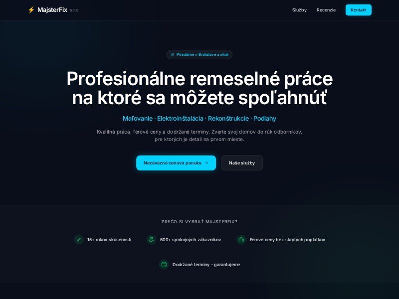Preview for MajsterFix Services Landing Page Template
