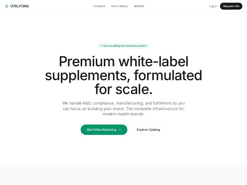 Preview for Health Supplement Manufacturing Landing Page Template