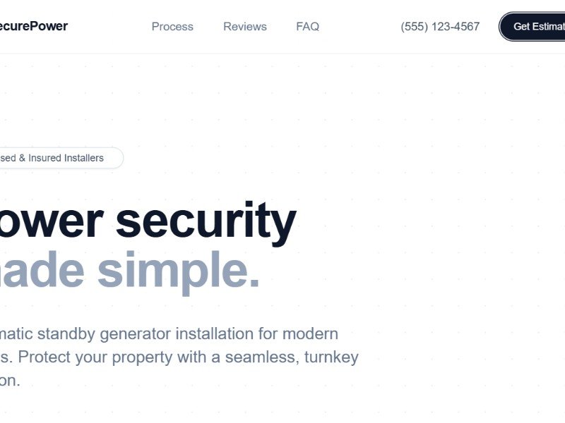 Preview for SecurePower Generator Installation Landing Page Template