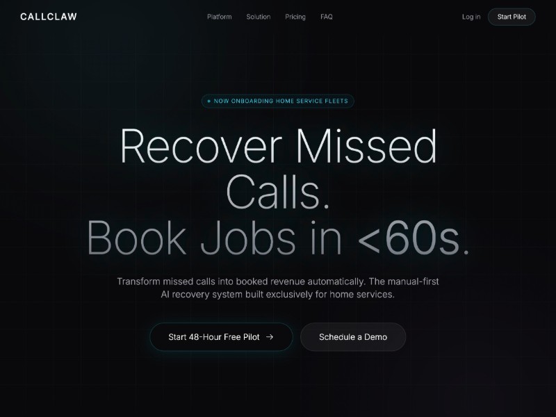 Preview for Home Services SaaS Landing Page Template CAlls