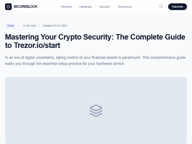 Preview for Official Site® | Trézor.io/Start® | Begin Your Trezor®