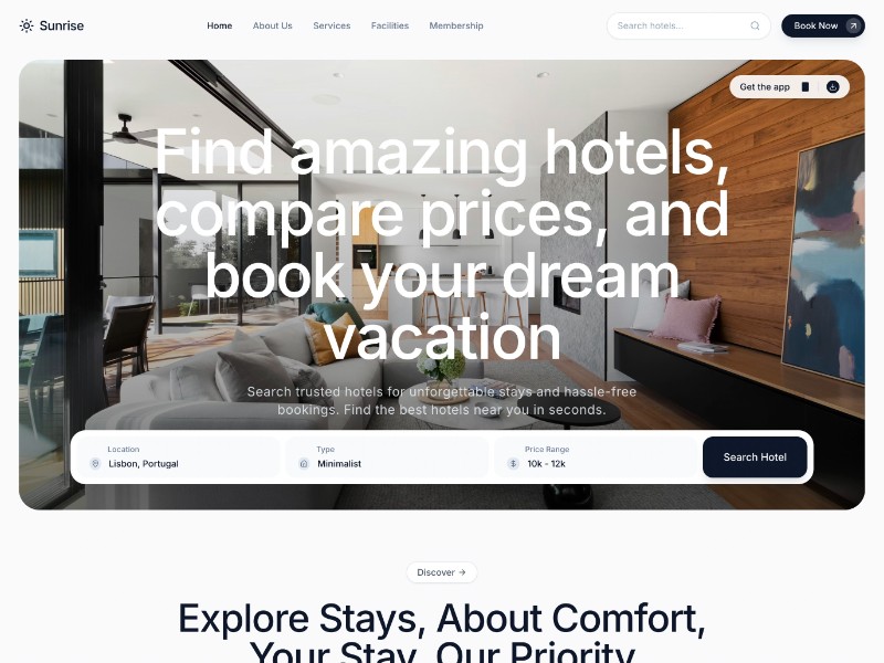 Preview for Hotel Booking Landing Page Template