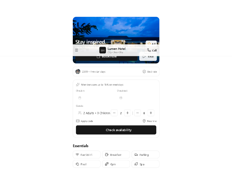 Preview for Hotel Booking Landing Page Template