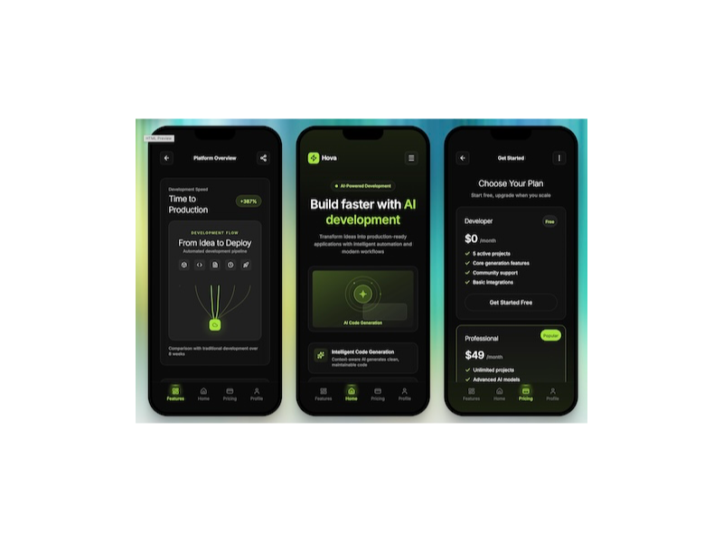 Preview for Hova AI Development Platform Template - home