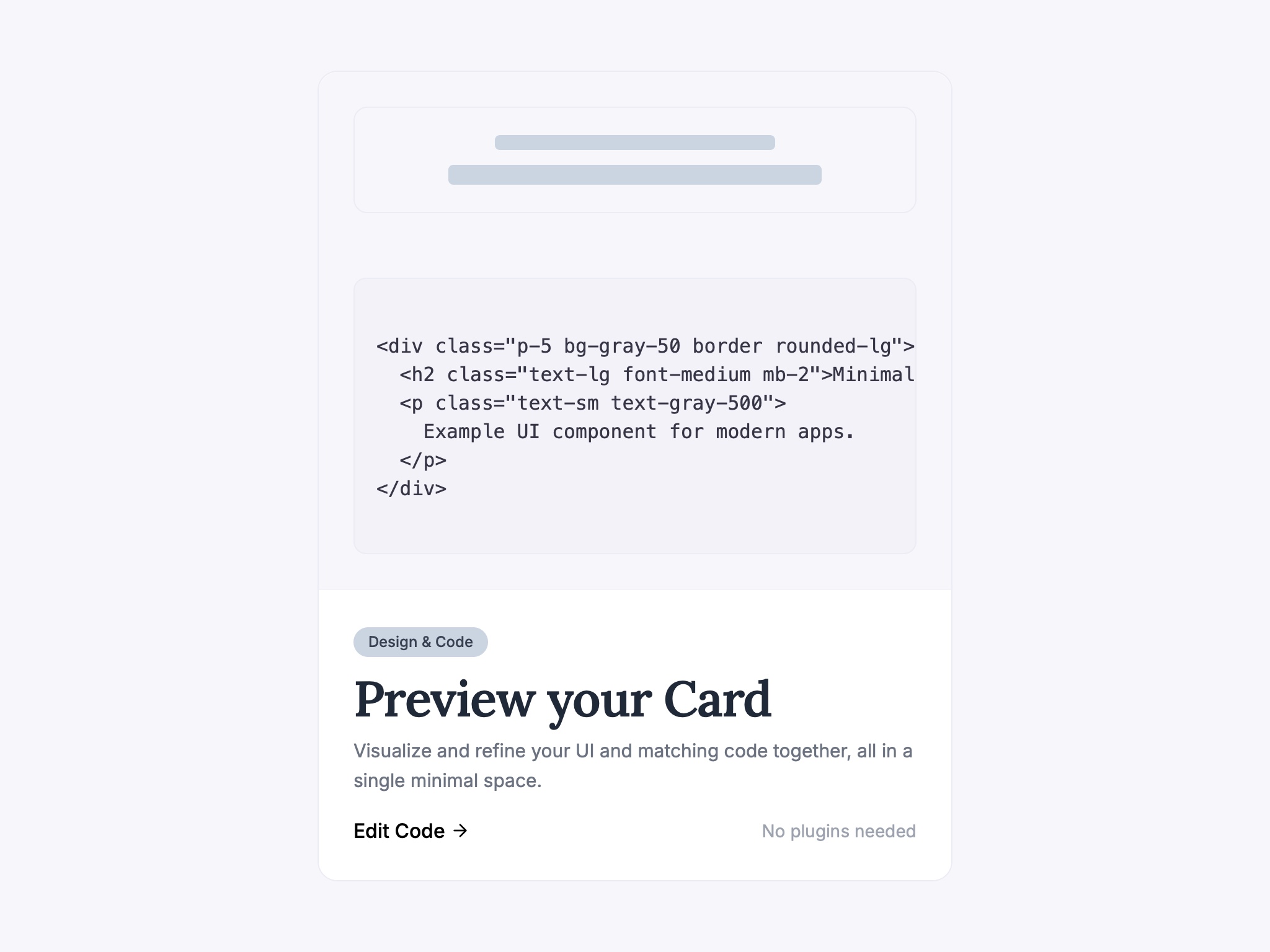 Preview for Card UI with Code Preview