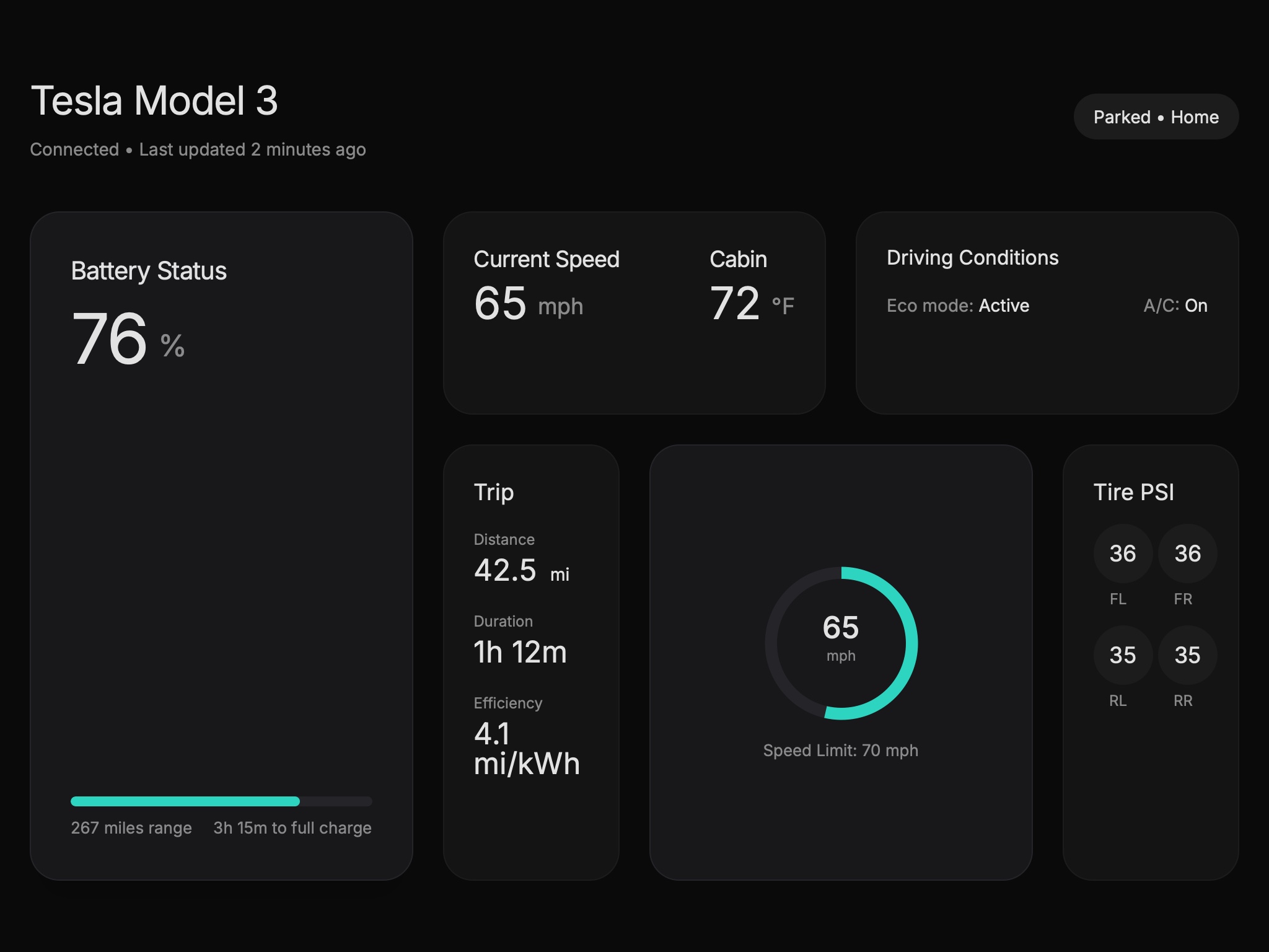 Preview for Vehicle Dashboard Interface