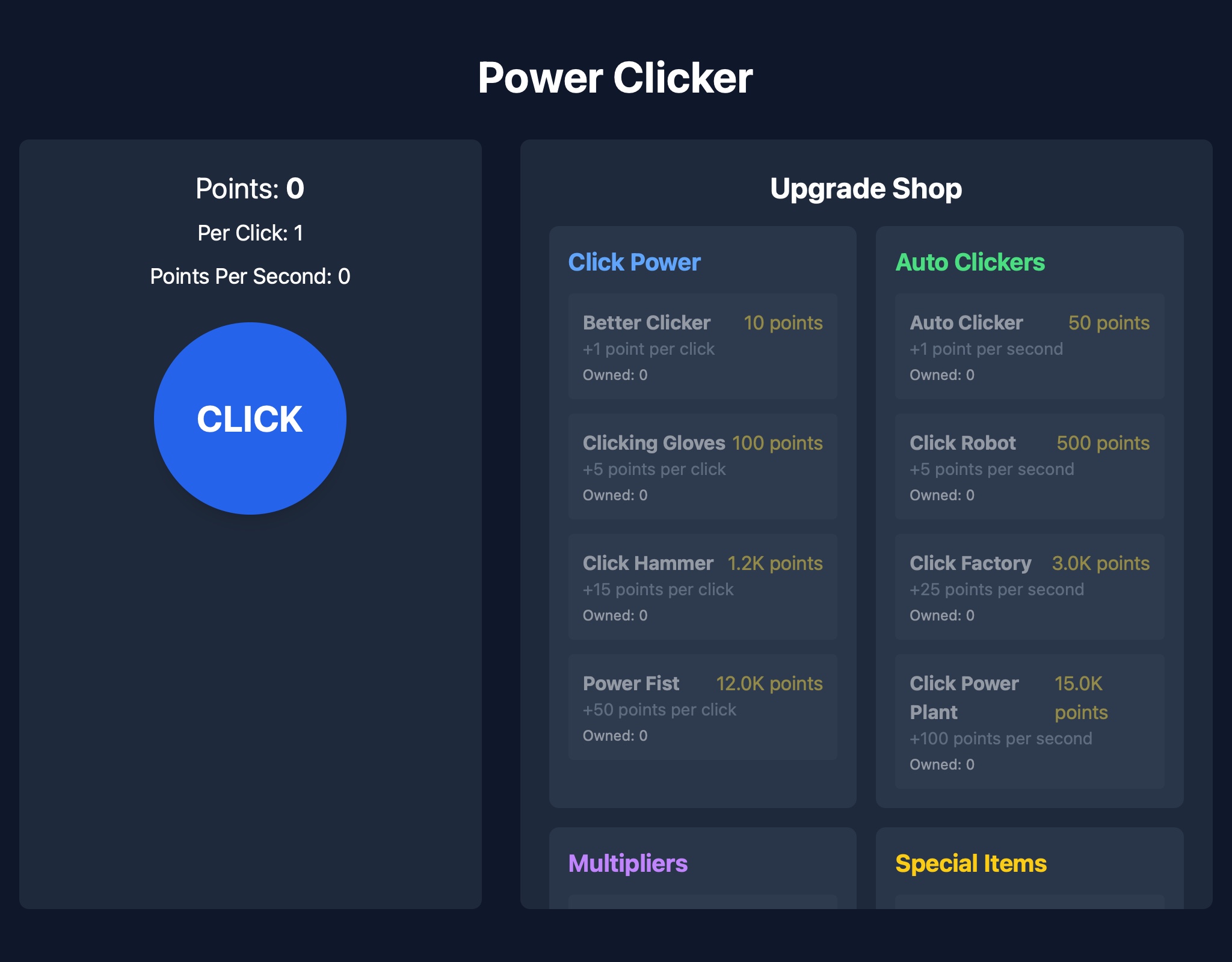 Preview for Point Accumulation Clicker UI