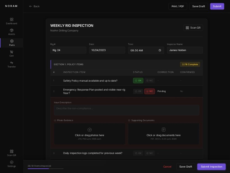 Preview for Industrial Rig Inspection Dashboard Template