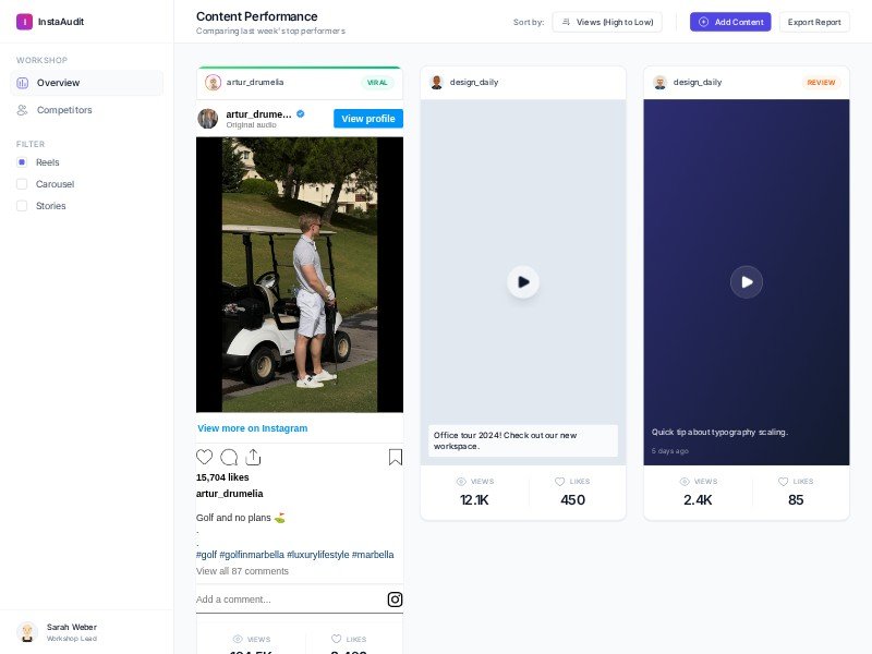 Preview for Instagram Analytics Dashboard Template