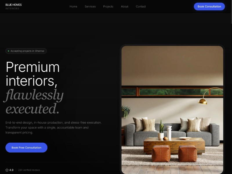 Preview for Interior Design Landing Page Template