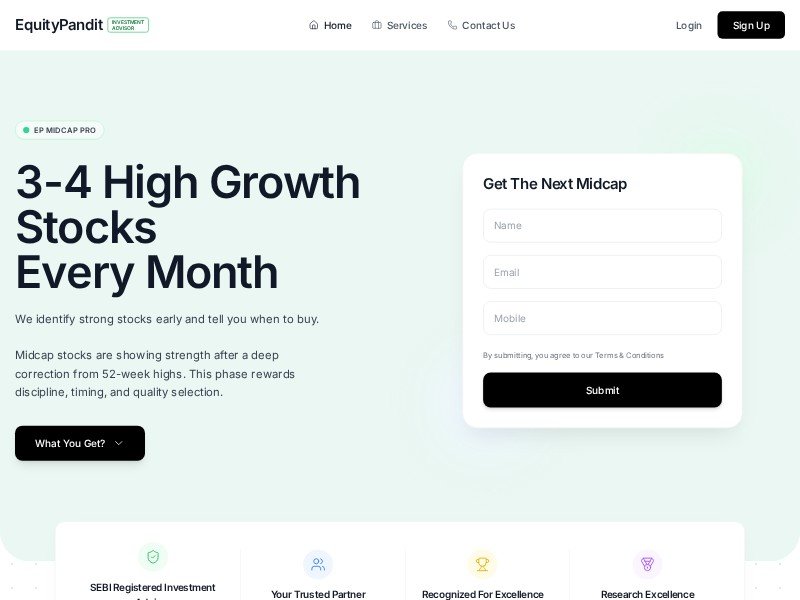 Preview for Investment Advisor Landing Page Template