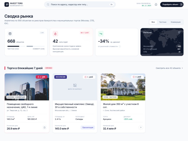 Preview for InvestTorg Real Estate Auction Dashboard Template
