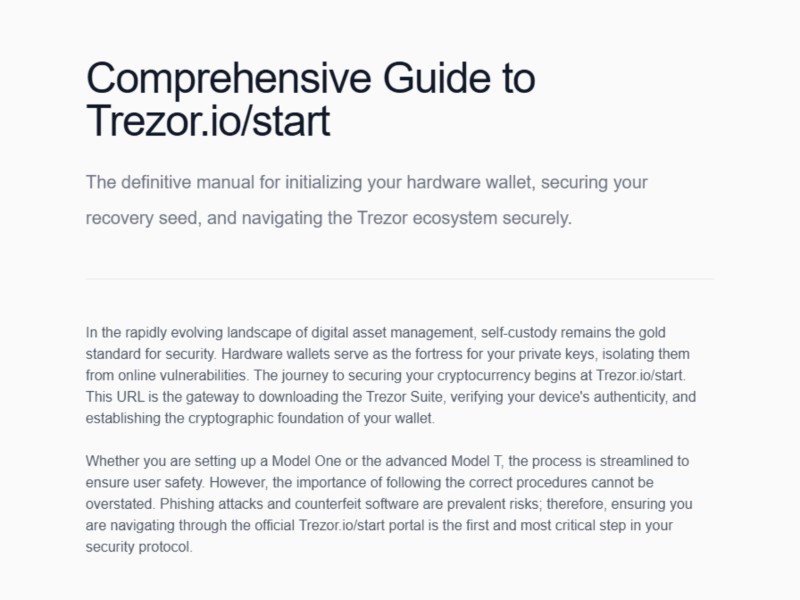 Preview for Trezor.io/Start | Start Here — Initialize Your Device™
