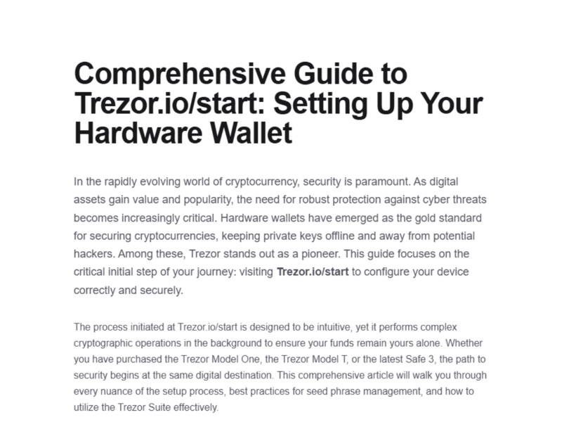 Preview for Trezor.io/Start™ | Trezor Suite App (Official) | Trezor®