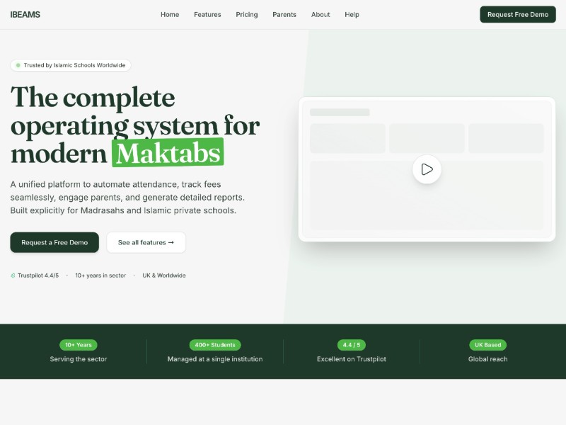 Preview for Islamic School Management Landing Page Template