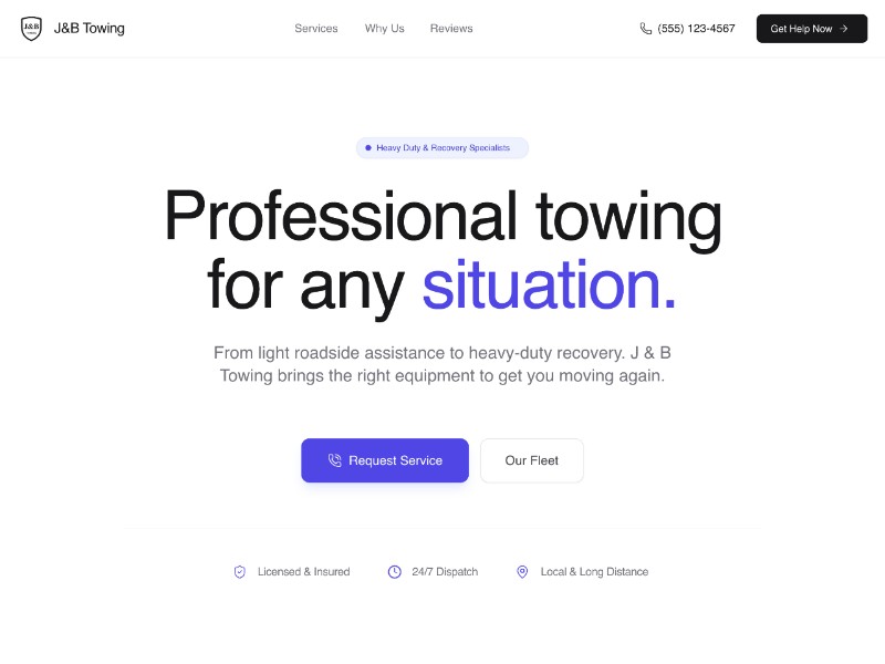 Preview for Towing Services Landing Page Template
