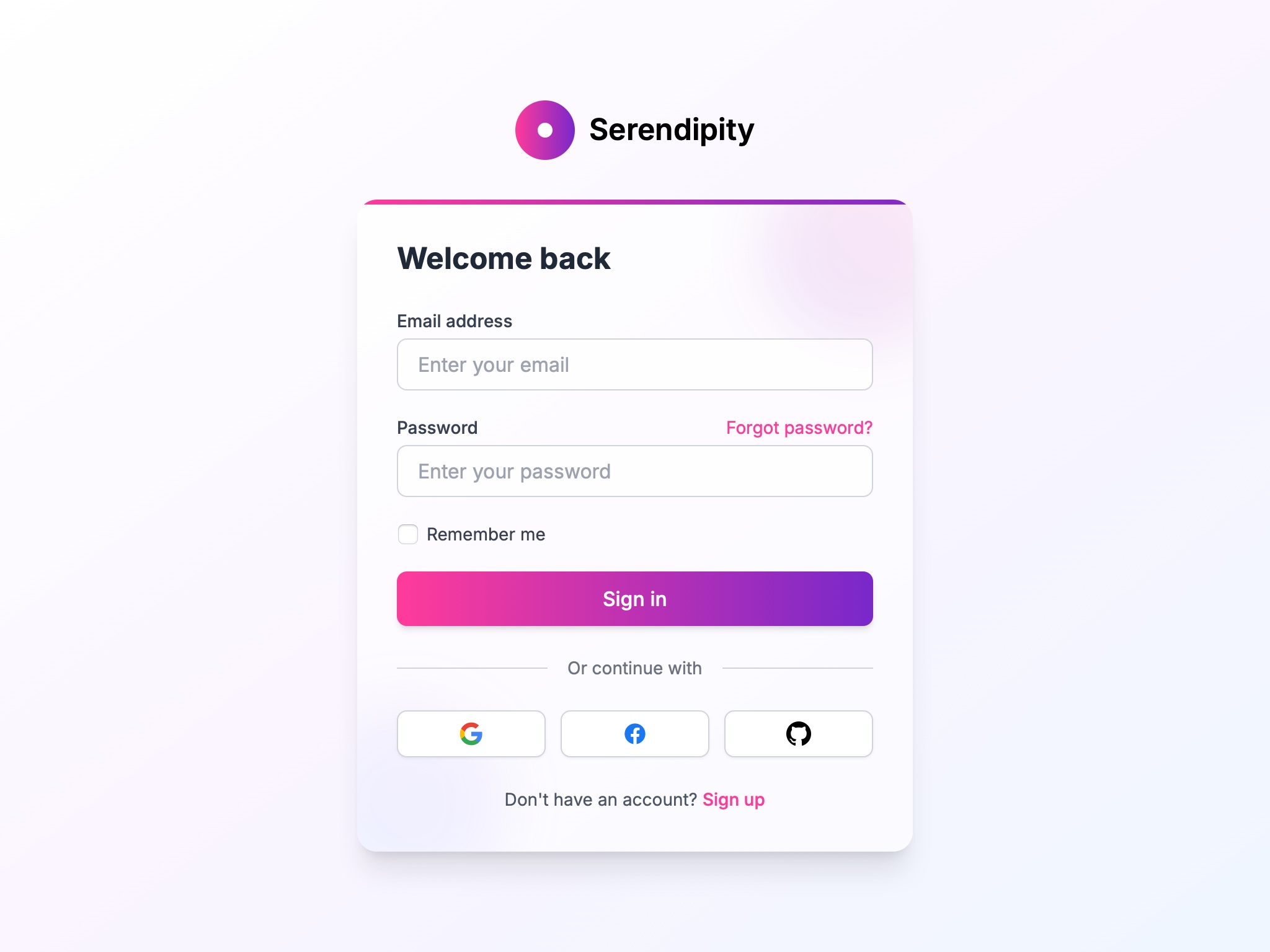 Preview for User Login Interface with Social Access
