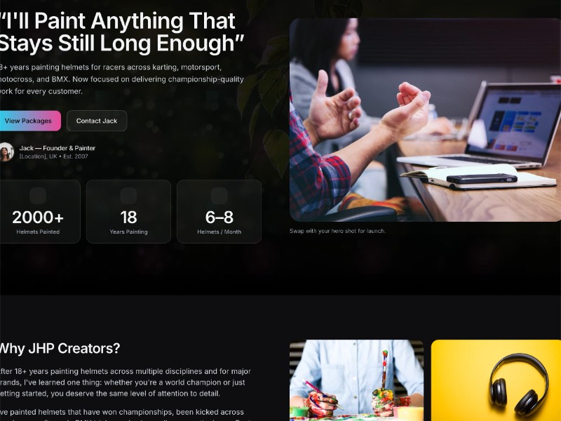 Preview for JHP Creative Helmet Painting Landing Page Template