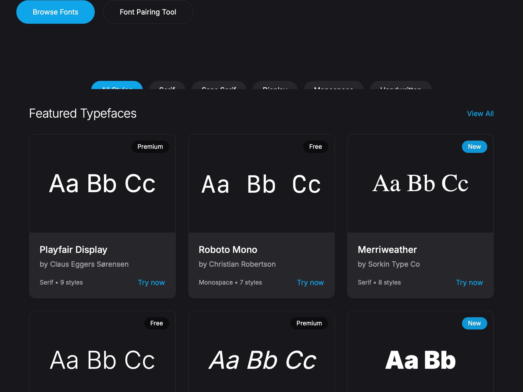 Preview for Typography Discovery and Preview UI
