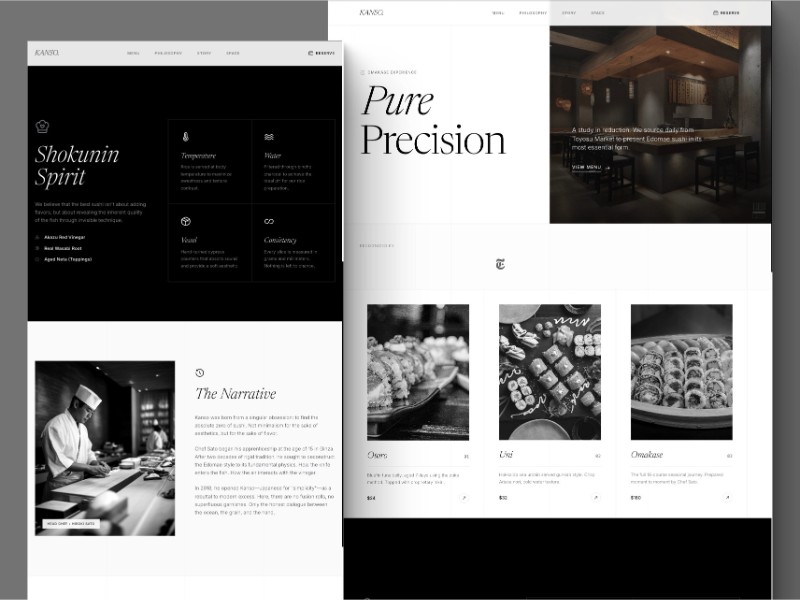 Preview for KANSO Omakase Restaurant Landing Page Template