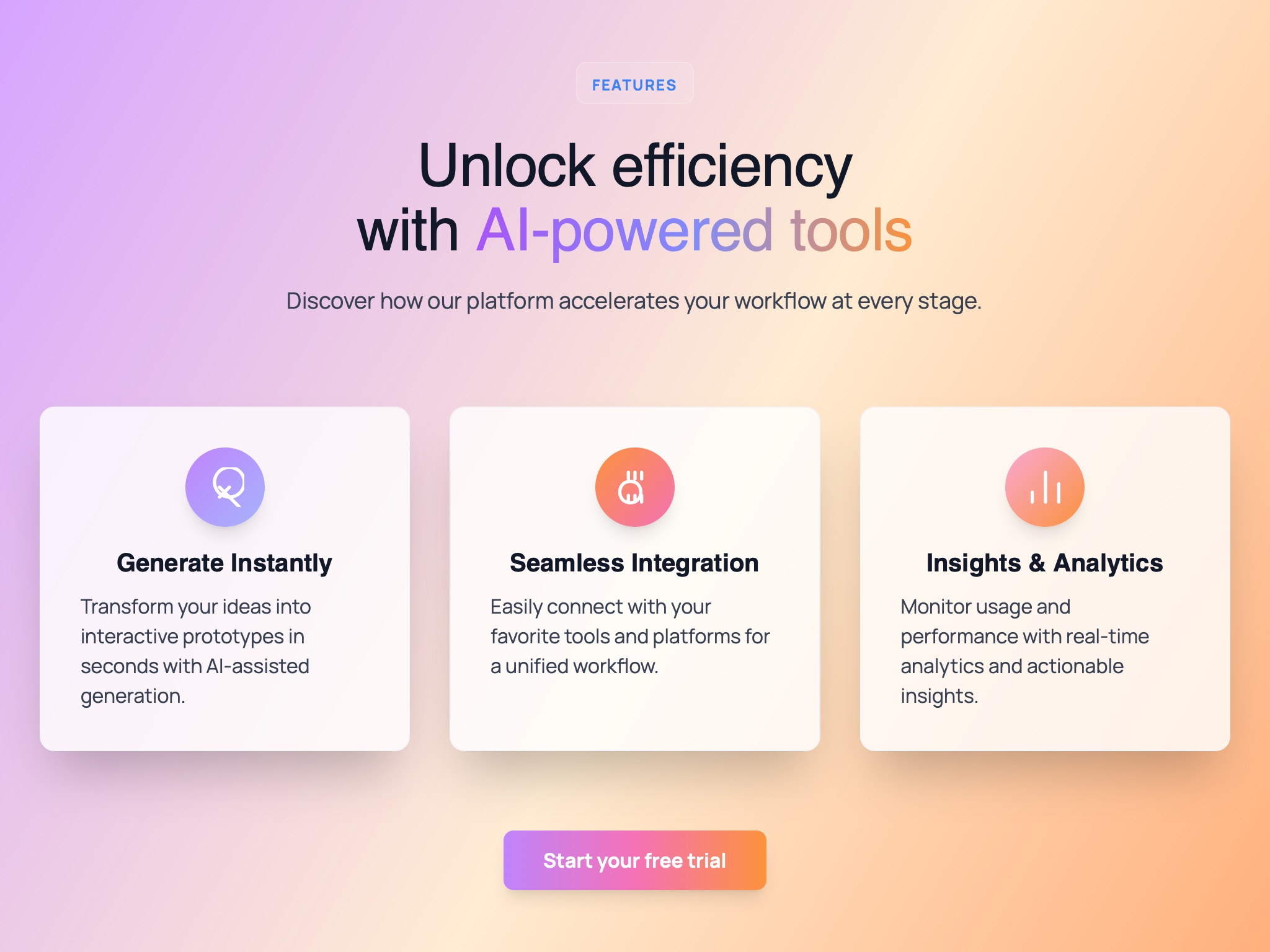 Preview for AI Tool Features Grid