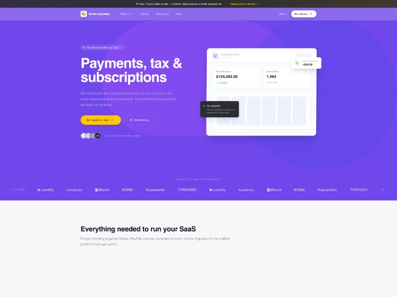 Preview for SaaS Payments Landing Page Template
