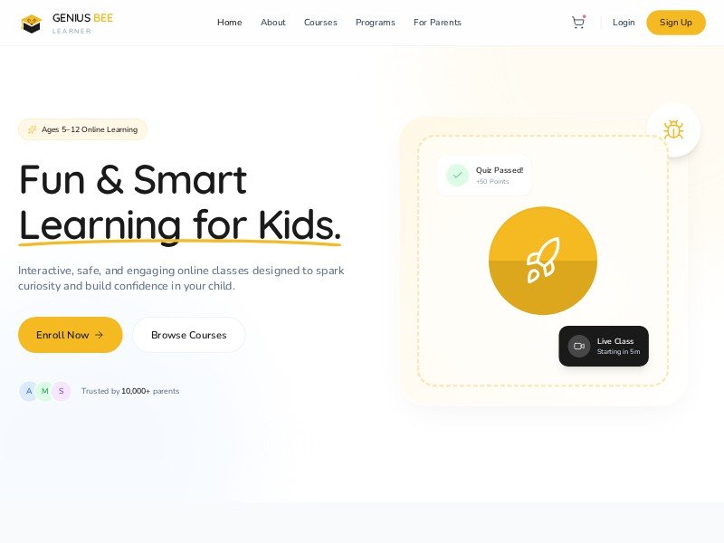 Preview for Kids Online Learning Landing Page Template