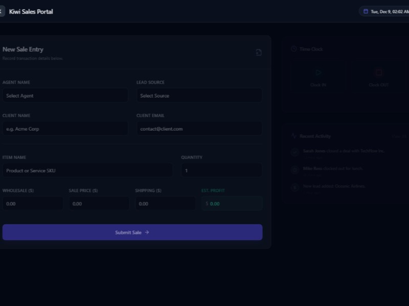 Preview for Sales Portal Dashboard Template