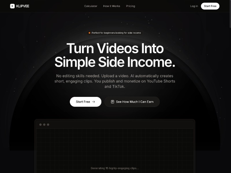Preview for AI Video Side-Income Landing Page Template