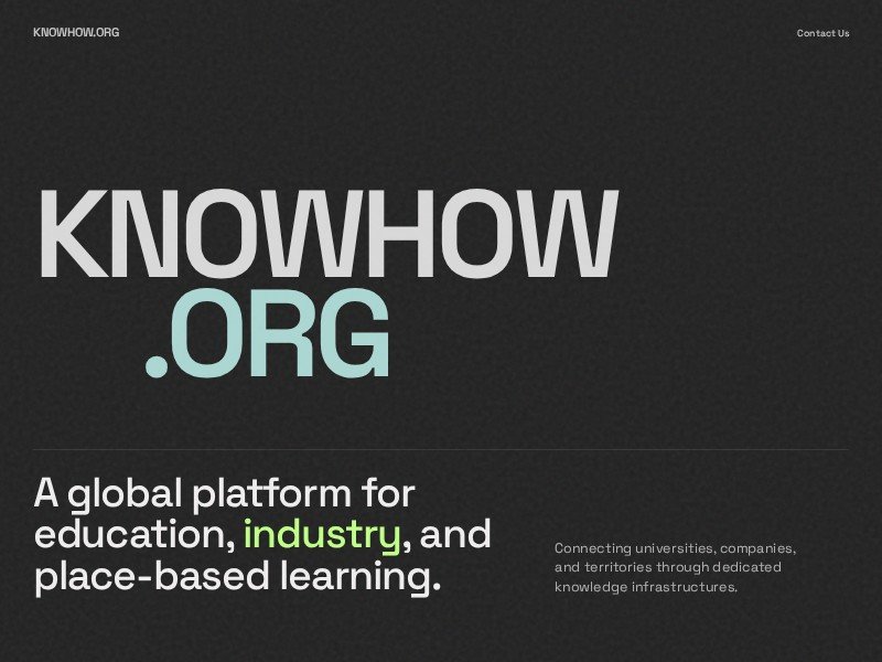 Preview for Knowhow.org Institutional Platform Landing Page Template