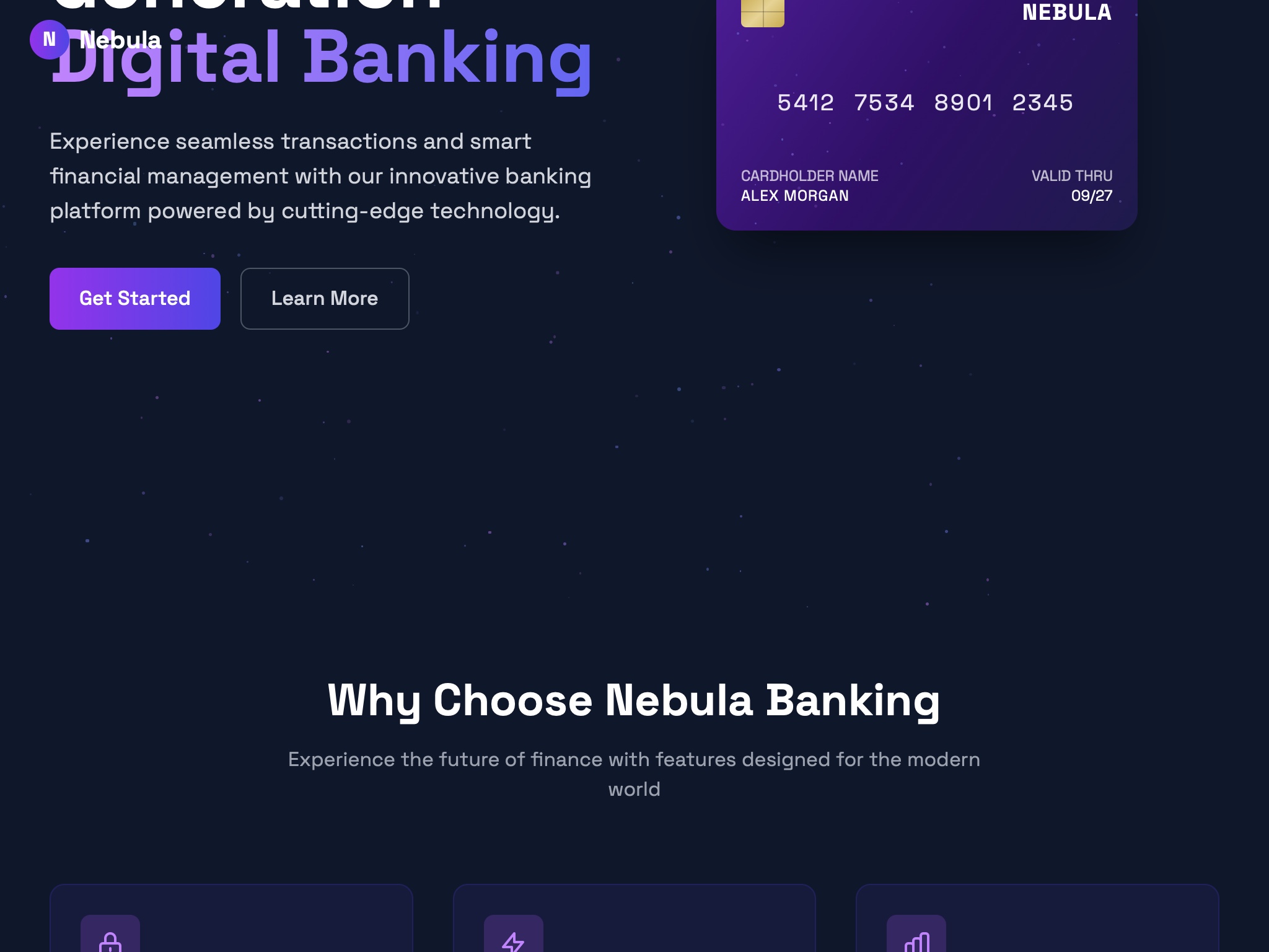 Preview for Digital Banking Interface with Card UI