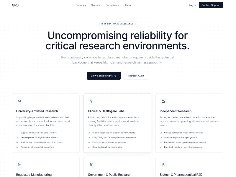 Preview for Laboratory Services Landing Page Template
