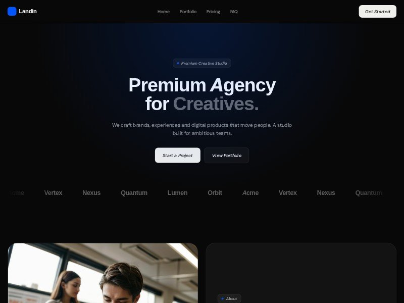 Preview for Landin Creative Agency Landing Page Template