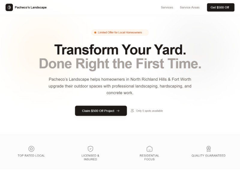 Preview for Landscaping Services Landing Page Template