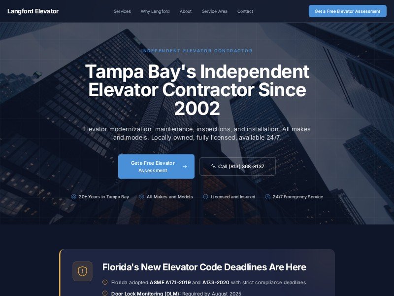 Preview for Industrial Elevator Services Landing Page Template