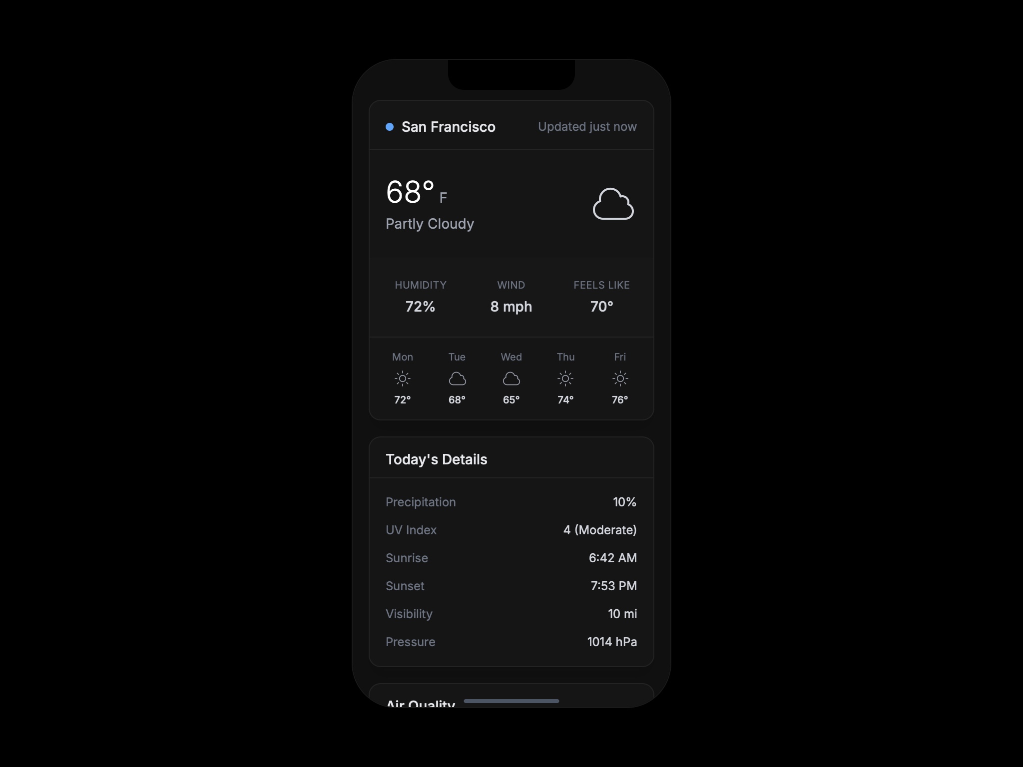 Preview for Weather Forecast and Details UI