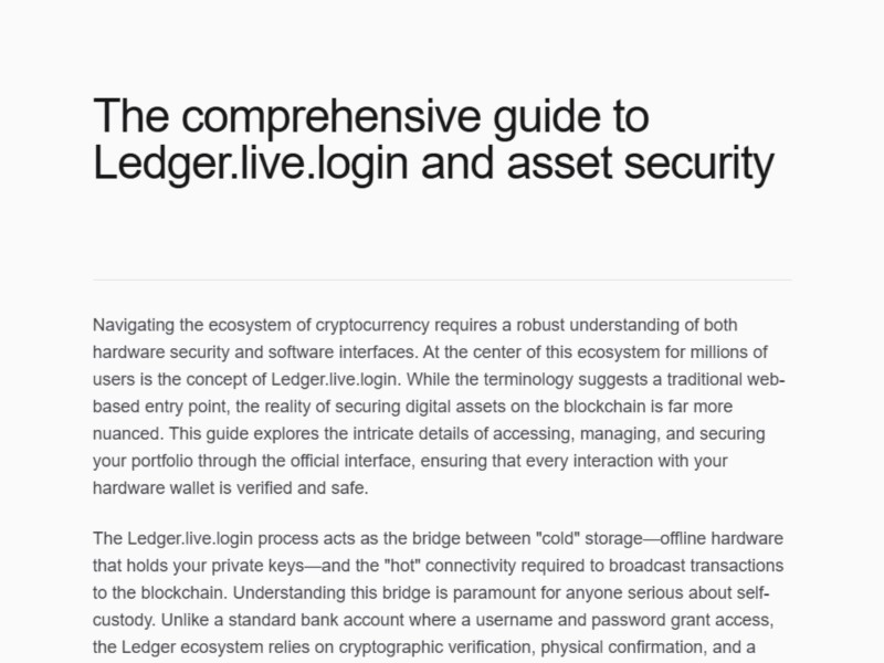 Preview for Ledger® Live: Login | Secure Access to Your Wallet