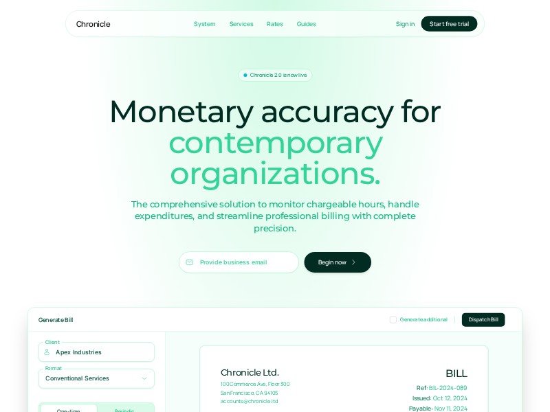Preview for Chronicle Billing SaaS Landing Page Template