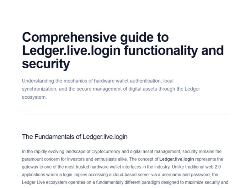 Preview for Ledger® Live: Login | Secure Access to Your Wallet