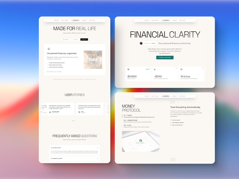 Preview for Ledgerly Personal Finance SaaS Landing Page Template