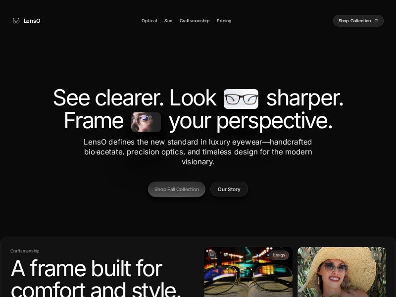 Preview for Luxury Eyewear E-commerce Landing Page Template