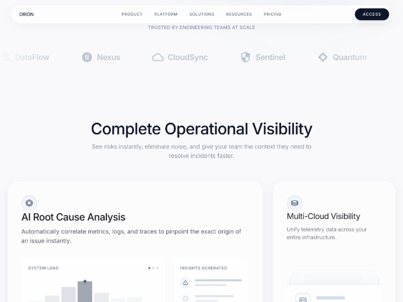 Preview for Operational Intelligence Landing Page Template